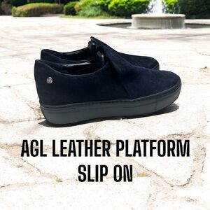 AGL leather platform slip on shoes women sz 9 NWOT
